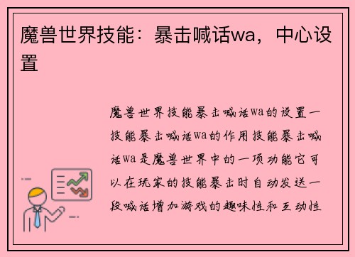 魔兽世界技能：暴击喊话wa，中心设置